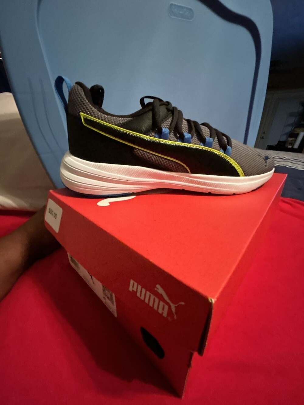 Puma Flyer Runner Athletic Sneakers Black Grey Neon Yellow
